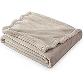 Bedsure GentleSoft Fleece Blankets Twin Size Oxford Tan - 300GSM Lightweight Plush Fuzzy Cozy Soft Blanket for Bed, Sofa, Couch, Travel, Camping, 60x80 inches