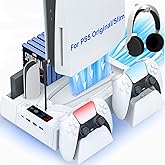 PS5/Slim Cooling Station for PS5 Disc&Digital, PS5 Cooling Stand with Dual Controller Charging for PlayStation 5 Console, Mul