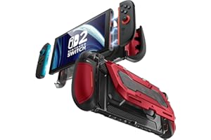 Mumba Dockable for Nintendo Switch 2 Case with Flip Stand, [Titan] Ergonomic Switch 2 Grip Protective Cover Holds 5 Game Cards & 2 TF Cards TPU Accessories and Quick-Release Joy-Con Design (Ruddy)