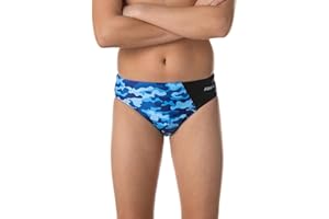 FLOW SWIM GEAR Flow Splice Swim Briefs - Boys Brief Style Swimsuit for Swimming Practice and Competition in Suit Size 21 to 32
