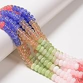 09 80Pcs 5x8mm Multi-Color Dyed Jade Stone Bead Smooth Rondelle DIY Gemstone Spacer Beads for Bracelets Jewelry Making Adults