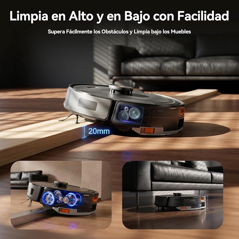 D8 Pro Robot Aspirador y Fregasuelos, 38000Pa Potente Succión con Estación de Succión 4L, Anti-Enredo de Pelos, Navegación LiDAR, Aspirador Robot 4-en-1 Aspira y Friega para Suelos, Alfombras