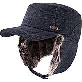 TOP-EX Oversized XL/XXL Unisex Winter Trapper Military Hat Faux Fur Earflaps Quilted Lined Baseball Cap