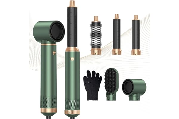 5 in 1 Blow Dryer Brush, Curling Wand Hair Air Styling Tools Set, Ionic with Massage Hot Air, Round Thermal Straightener,Left