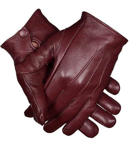 Men's Dress Leather Gloves (Medium, Burgundy) at Amazon Men's Clothing store