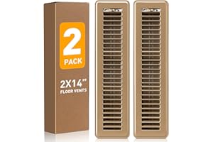 VE NI SCC Floor Register 2x14 Inch Brown, Floor Vent Covers for Home Floor, Sidewall, Premium Finish Register Vent Covers with Easy Adjust Air Supply Lever, 2 Pack