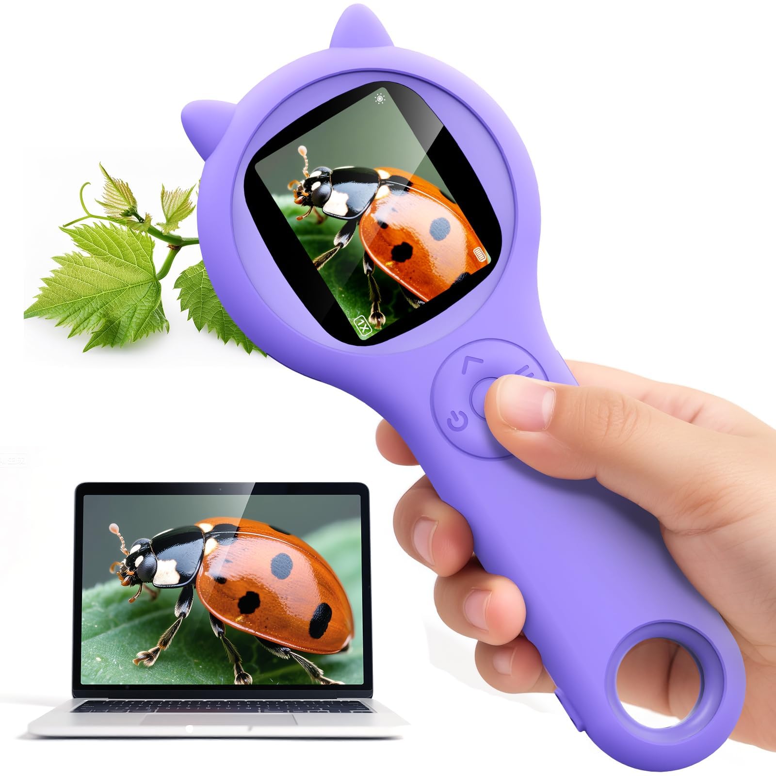 Microscope for Kids - Mini Pocket Handheld Microscope for Toddlers-STEM Educational Science Kit Toys for Spring Outdoor Easter Birthday Gifts Toys for 5 6 7 8 9 10 11 12 Year Old Girls（Purple）