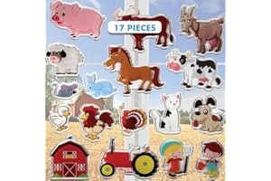 Farm Animals Gel Window Clings for Kids - Window Stickers for Toddlers, Animal Gel Clings Window Decals Kids Jelly Reusable Sticker - Home Car Plane Airplane Activities (Jesplay USA)