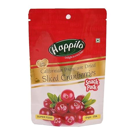 Happilo Premium Californian Sliced Dried and Sweet Cranberries, 35g