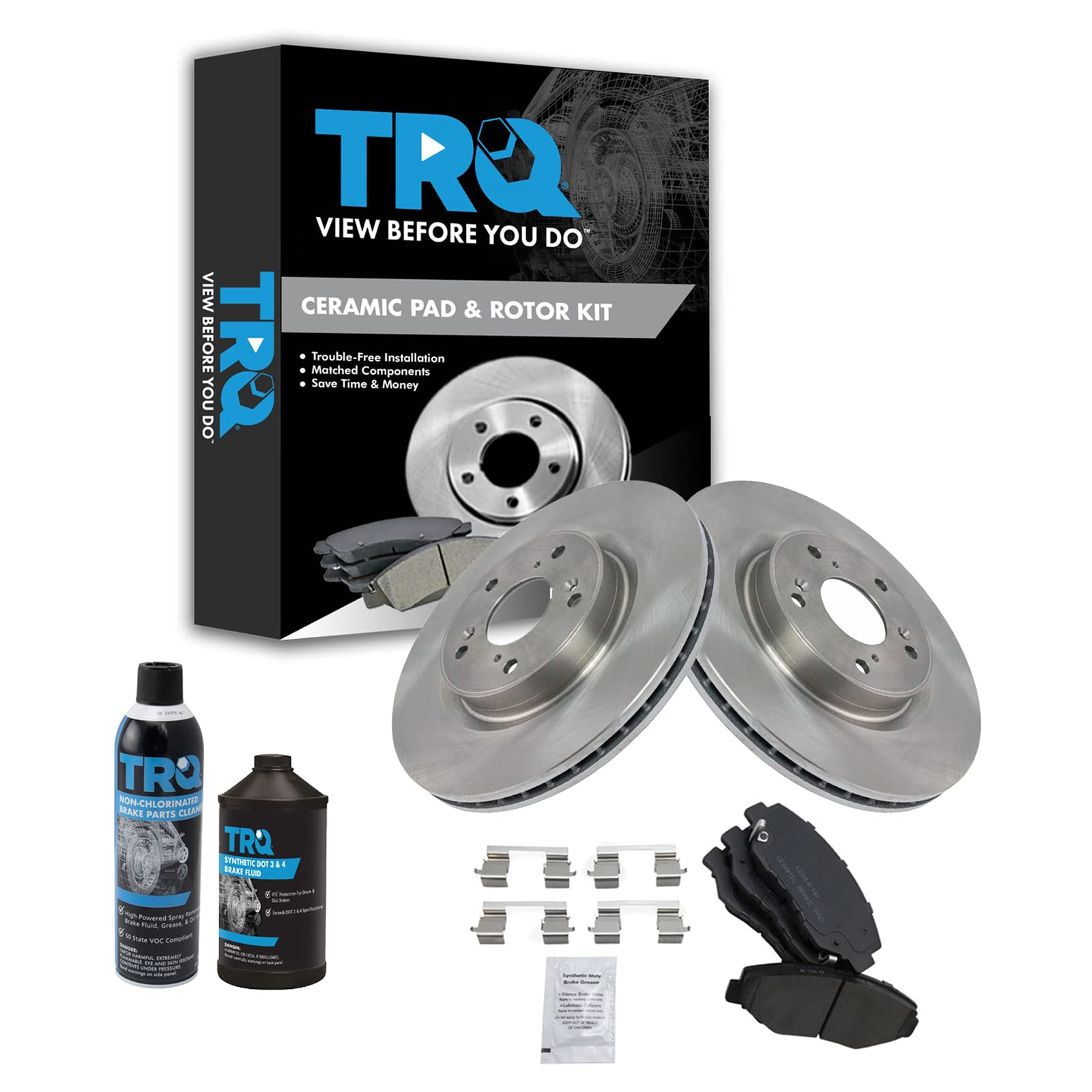 TRQ Front Brake Pad & Rotor Kit Brake Chemical Kit Brake Pads Brake Rotor Ceramic Compatible with 2012-2015 Honda CR-V Image TRQ Front Brake Pad & Rotor Kit Brake Chemical Kit Brake Pads Brake Rotor Ceramic Compatible with 2012-2015 Honda CR-V Image