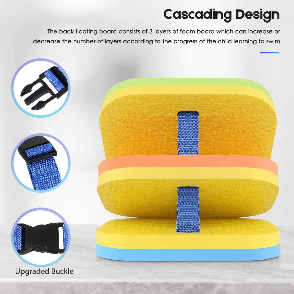 VSATEN Back Float, Swim Belt Bubble Adjustable 3 Layers Thicken Split Foam Learning Safety Training Board Pool Floaties for Kids Toddlers Swimming Beginners Floats Swim Lessons Equipment (60lb-100lb) : Sports & Outdoors
