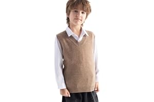 Chanyarn Boys and Girls 100% Merino Wool Sweater Vest V-Neck Sleeveless 2025 Fall Winter Cable Tops Knitted Pullover Vest