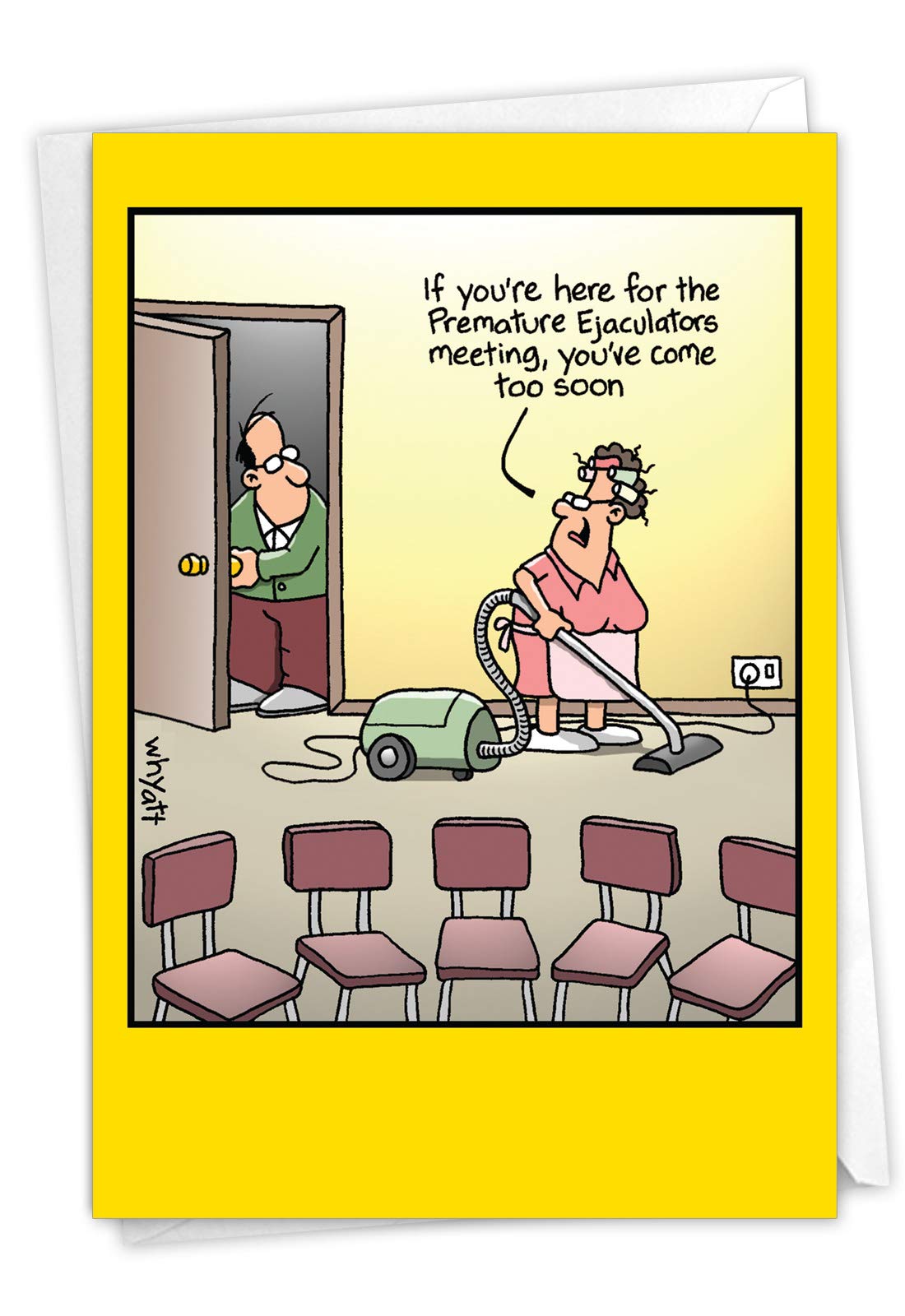 NobleWorks - 1 Hilarious Greeting Card for Birthday - Funny Birthday Cartoon, Comic Notecard - Too Soon 8318