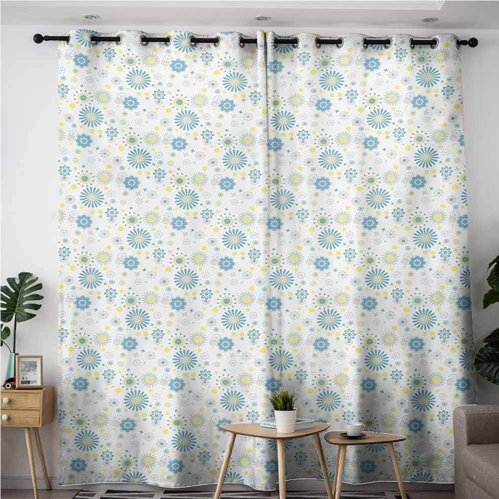 Beihai1Sun Doorway Curtains,Yellow and Blue Spring Nature Inspired