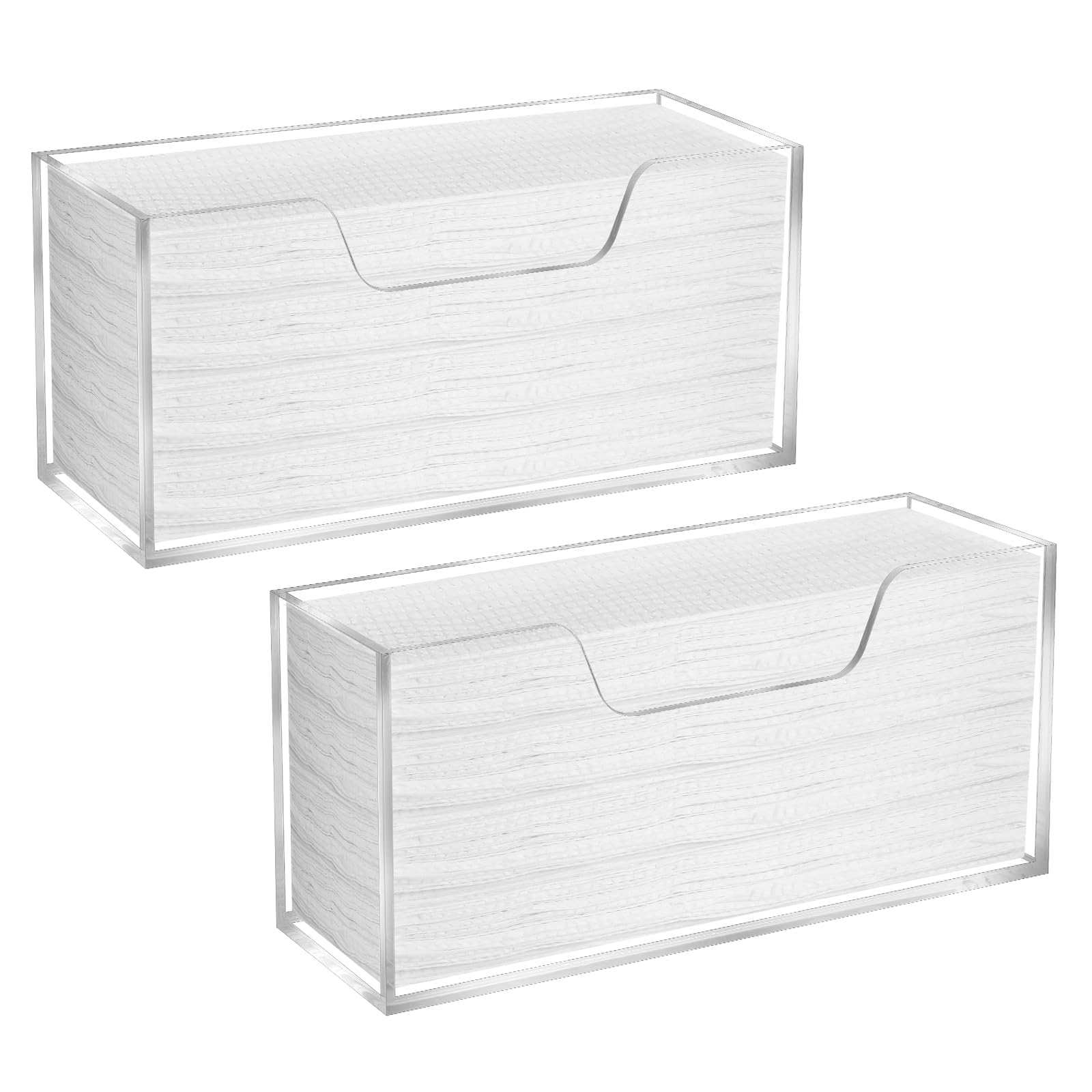 Photo 1 of 2-Pack Acrylic Paper Towel Dispenser Countertop - Clear Trifold Napkin Holder for Bathroom, Kitchen, Living Room - Compatible with C-Fold, Z-Fold & Multi-Fold