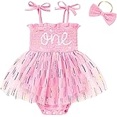 TITKKOP Baby Girl 1st Birthday Clothes One Year Old Tulle Romper Sleeveless Bodysuit Cake Smash Outfits