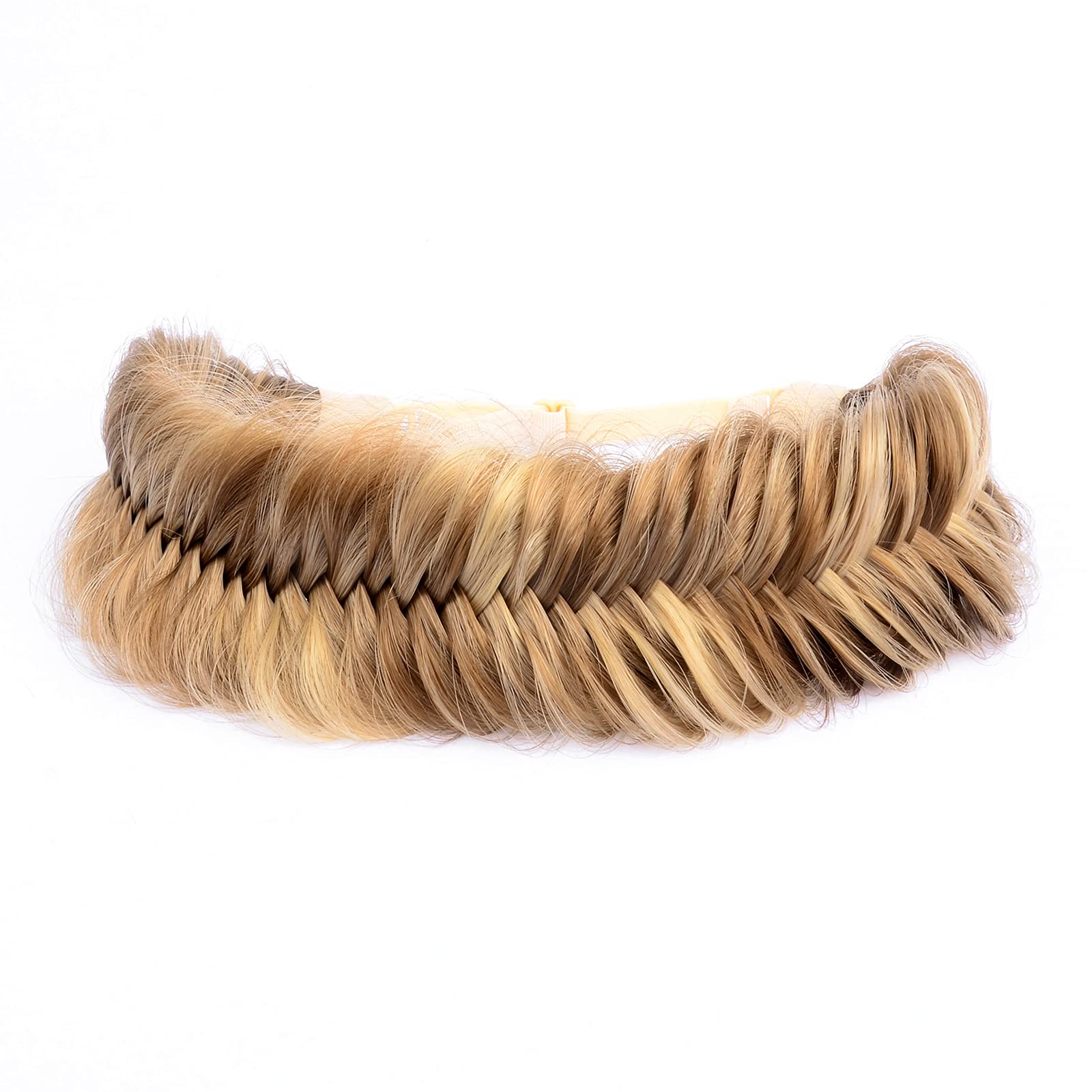 BOBIYA Wide Fishtail Synthetic Hair Braided Headband Plaited Headband for Women Girl (Highlighted)