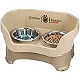Neater Feeder Deluxe Mess Proof Dog Bowls Elevated Medium Sized Dog Breed – Made in USA – No Spill Raised Dog Food Bowl Stand – Stainless Steel Food and Water Bowl Set, Pet Feeding Station, Cappuccino