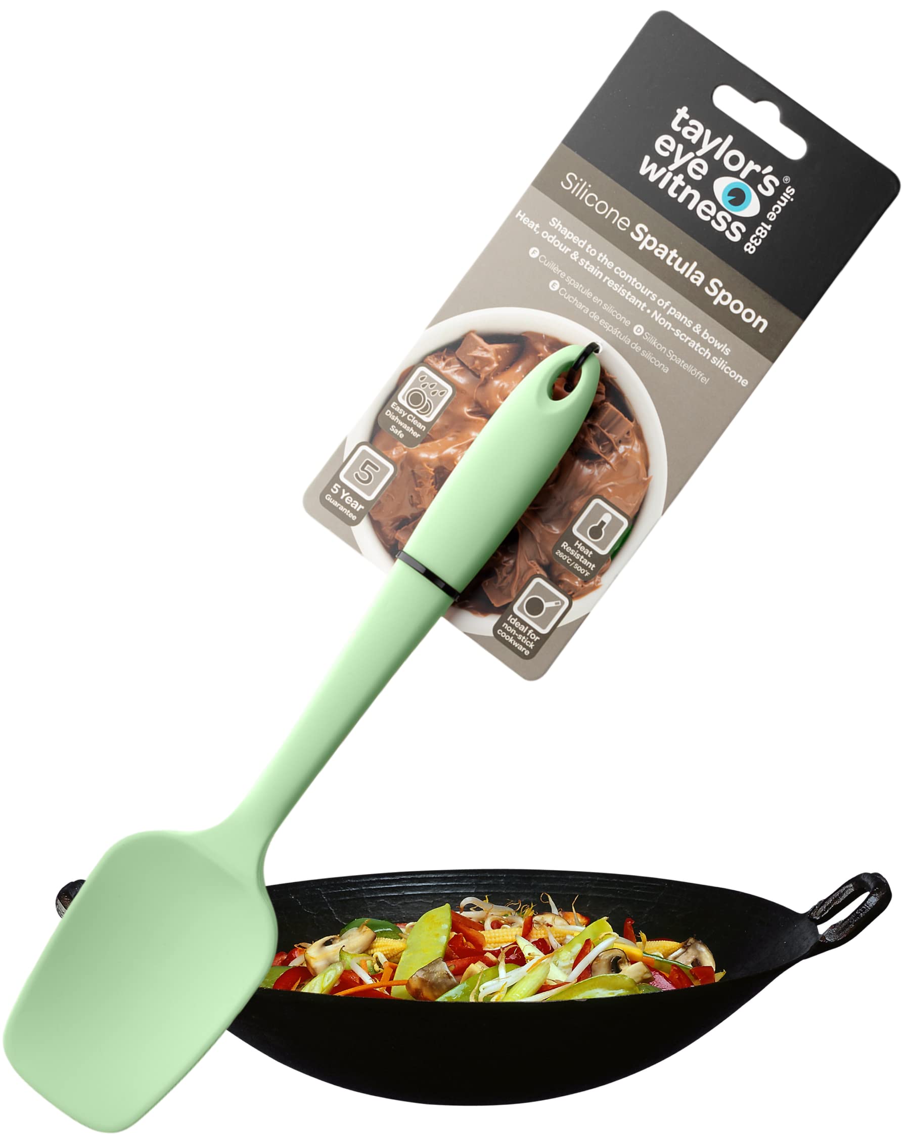 Taylors Eye Witness Large Silicone Lichen Spatula Spoon - Dishwasher Safe. Perfect for Non-Stick Pans. Hygienic Alternative to Wood. Odour, Stain & Heat Resistant (260°C/500°F). 5 Year Guarantee.