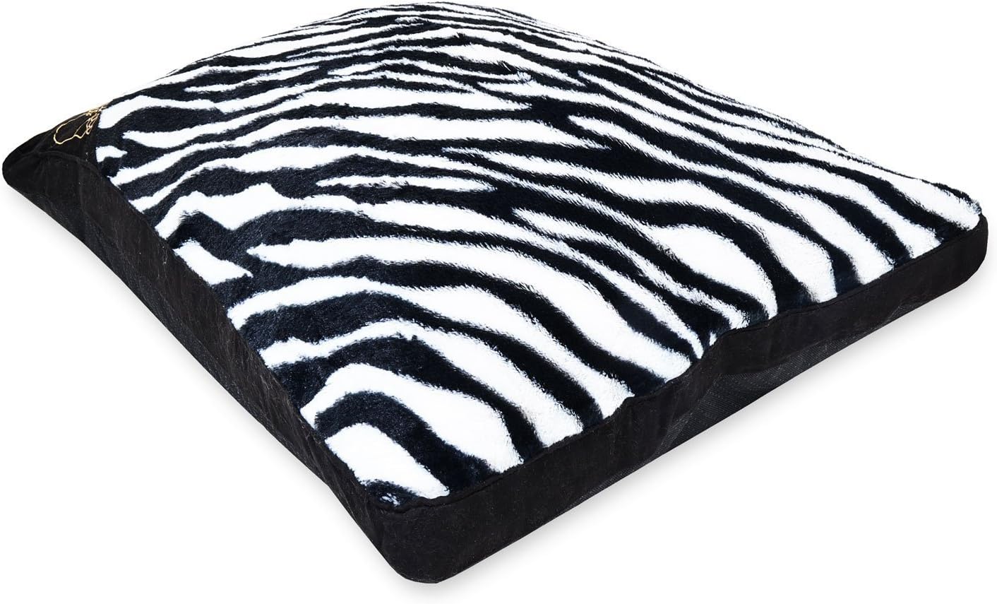 AmigoZone Large & Extra Large Fur Dog Bed Cushion Washable Zipped Mattress, Extra Large - Zebra