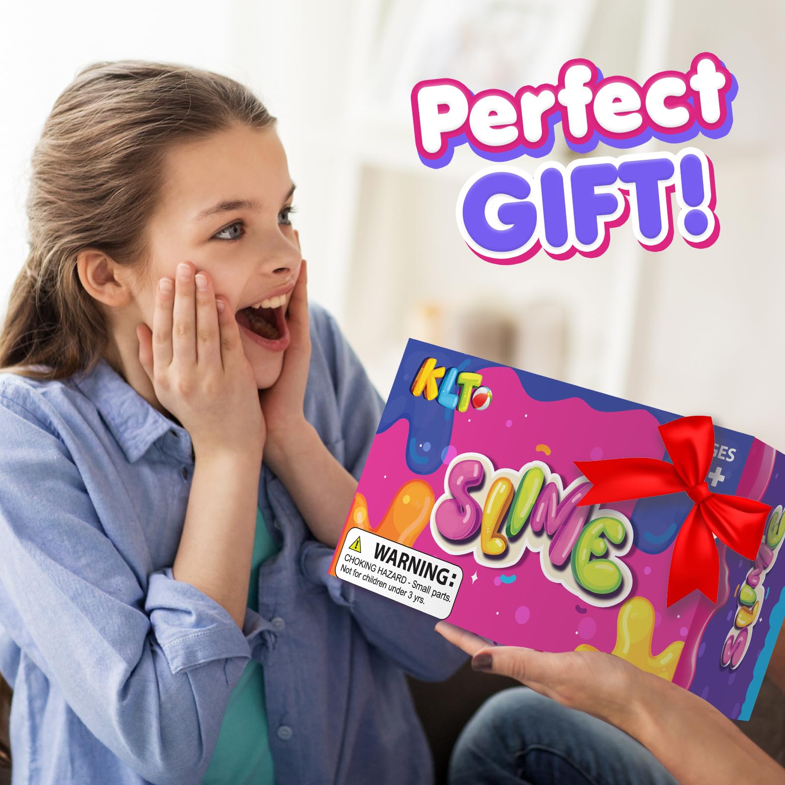 Slime Kit Girls DIY Clear Slime Making Kits: 35 FL OZ Big Premade Crystal Slime Bucket for Kids with Add-ins - Fun Birthday Party Gifts for Girls Ages 6 7 8 9 10 11 12