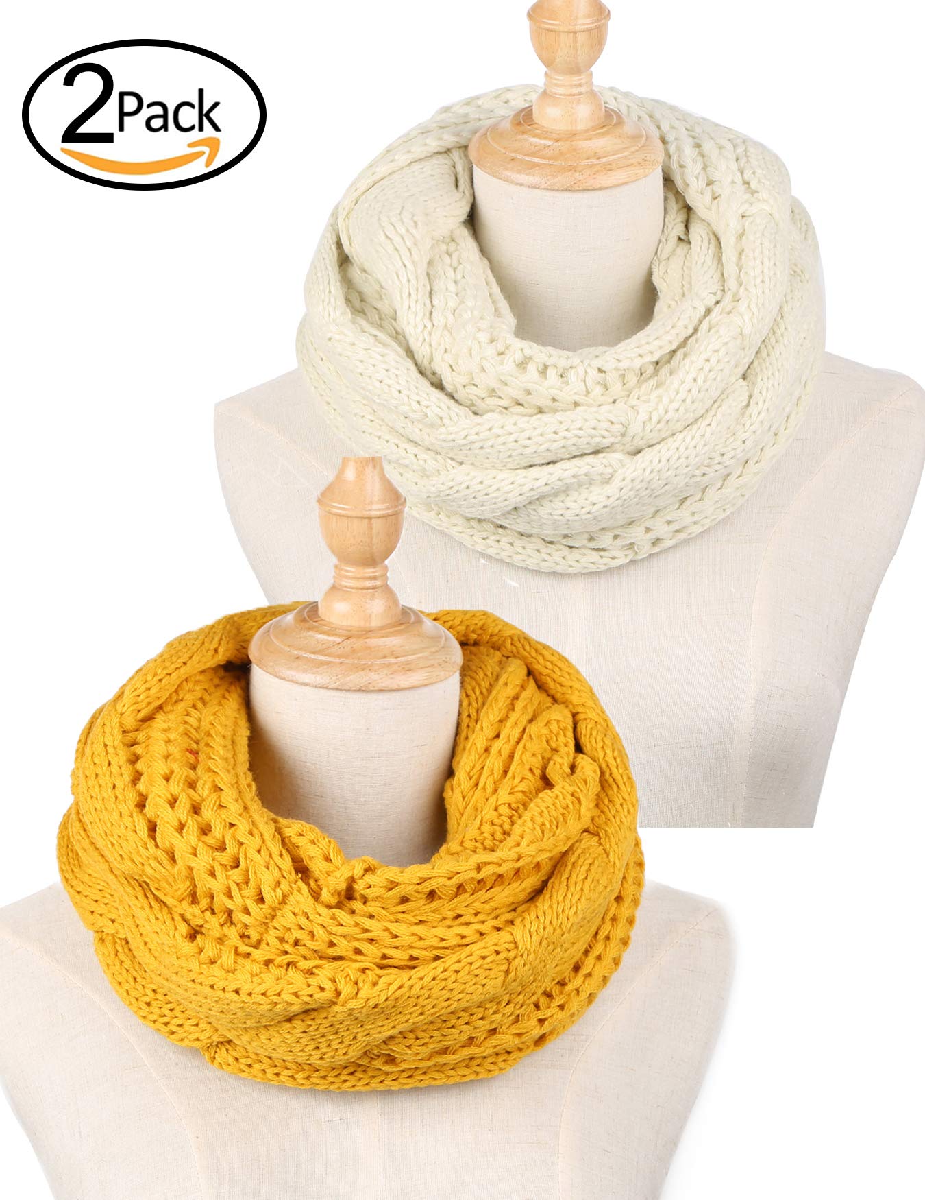 Women's Infinity Scarf Winter Warm Knit Circle Scarves, 1 Pack,(Mustard, Beige, Grey, Burgundy) Women's Infinity Scarf Winter Warm Knit Circle Scarves, 1 Pack,(Mustard, Beige, Grey, Burgundy)