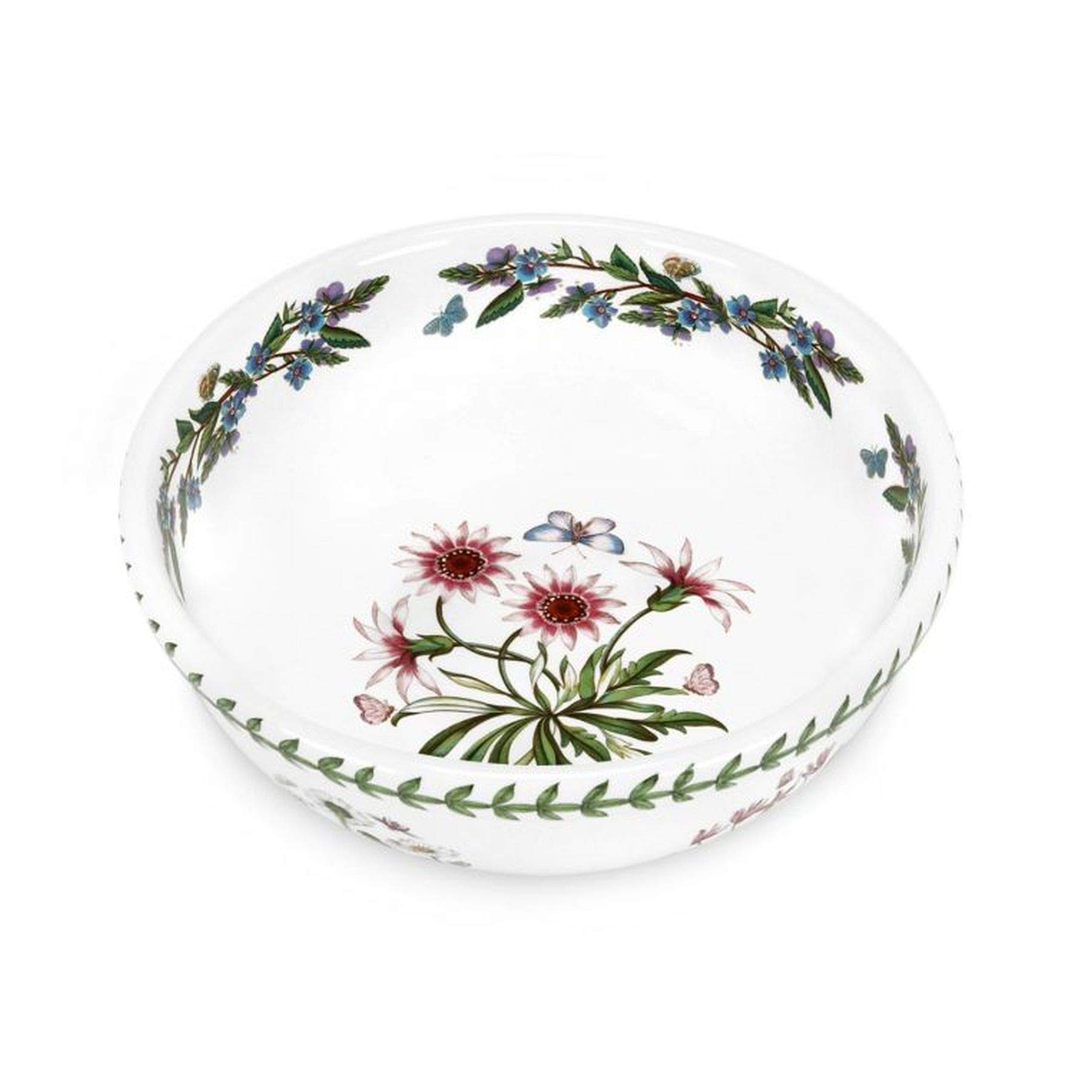 Portmeirion x Botanic Garden Salad Bowl - Iris Ceramic Bowl Suitable for Soups, Salads, or Desserts, Stylish and Durable, Microwave & Dishwasher Safe, Made in England Earthenware, 23cm
