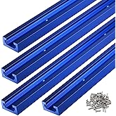 Seekliny 4pcs T-Track Woodworking 48 inch Double Cut Blue with Screws for Universal T-Track Intersection Kit Accessories