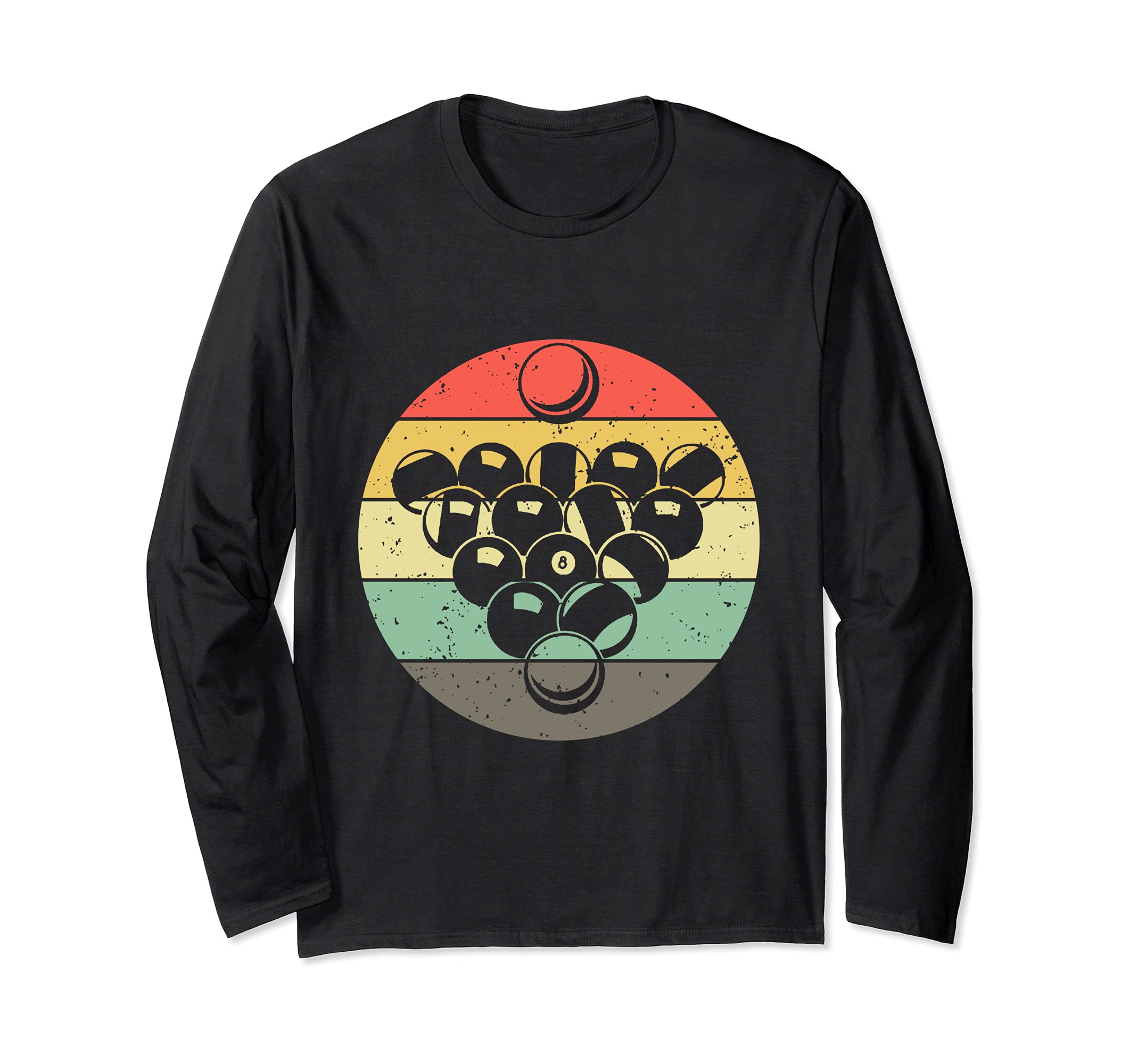 Billiard 8 Ball Pool Player Vintage Retro Sunset Long Sleeve T-Shirt