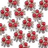 30PCS 21mm Flower Pearl Glass Rhinestone Shiny Crystals Gems Jewelry Stones, Flatback Gemstone for Crafts Clothes Hair DIY Wedding Making Decoration Accessories(03 Red Pearl)