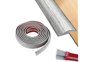Floor Transition Strip Self Adhesive, 3M Carpet Edge Trim Soft PVC Threshold Ramp for Laminate Tile Vinyl Floor (Gray Wood Gr