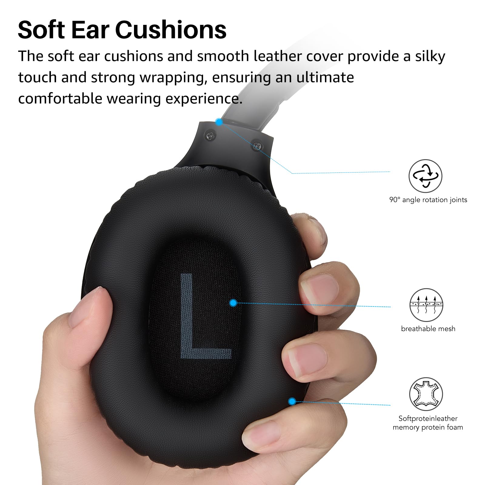TOZO HA1 Bluetooth 5.4 Over Ear Headphones, 70H Playtime with Mic, Foldable Wireless Headset, Deep Bass Stereo Sound Customizable 32 EQ Music Mode Via Button & App for Travel and Home, Upgraded