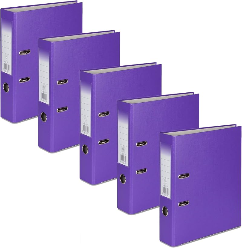 Office Centre 5 x Purple A4 75mm Lever Arch Files Premium 2mm Card