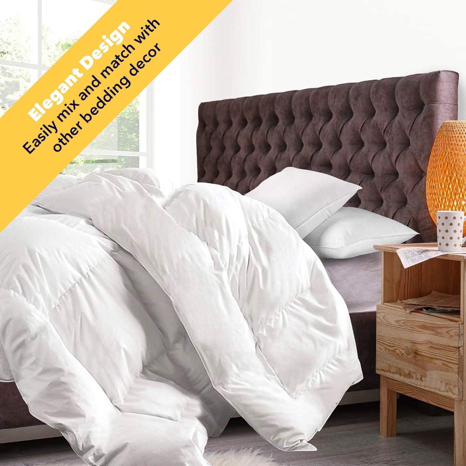 Equinox All-Season White Quilted Comforter - 88 x 88 Inches - Goose Down Alternative Queen Comforter - Duvet Insert Set - Machine Washable - Plush Microfiber Fill (350 GSM): Home & Kitchen