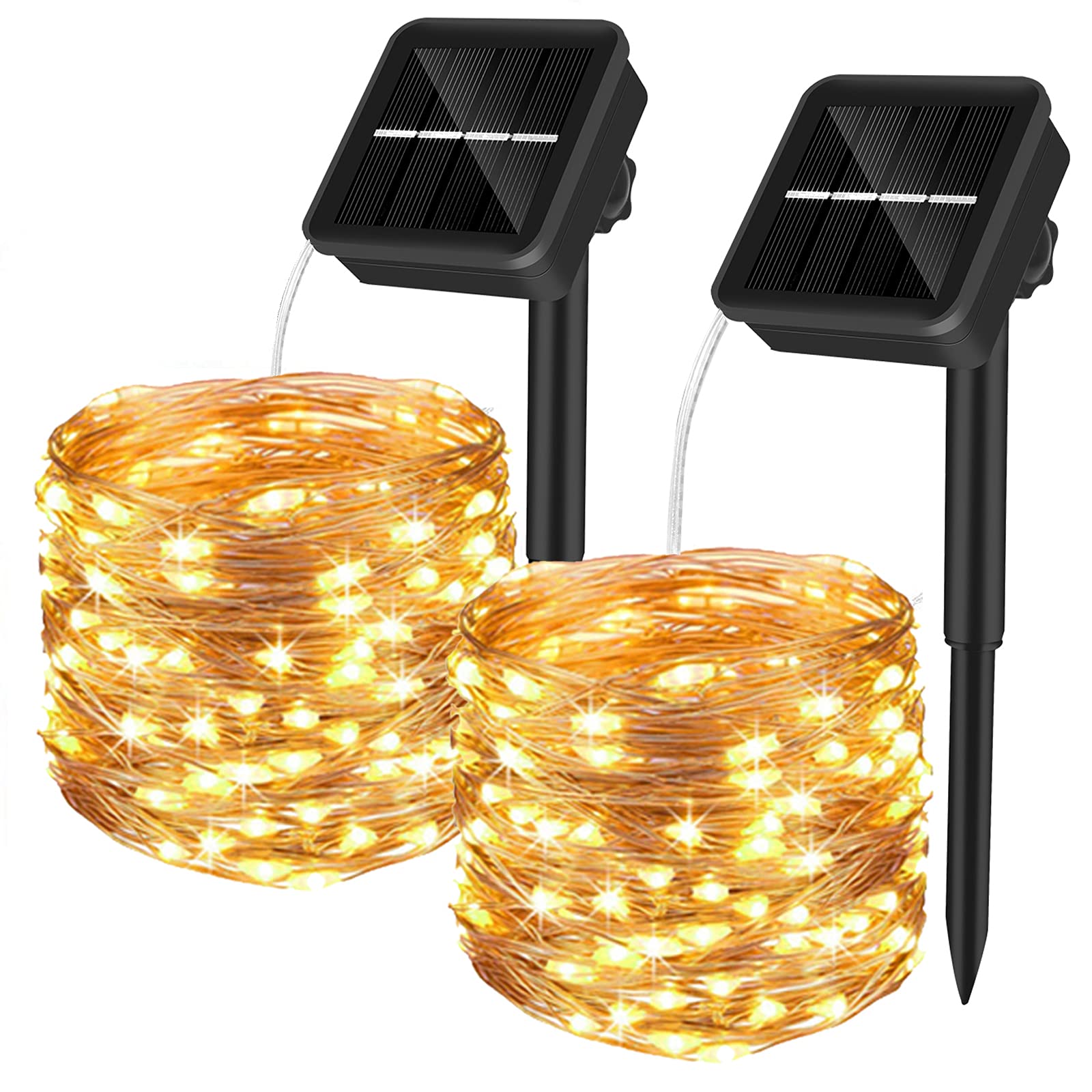 Yizhet Solar String Lights, Outdoor 10M 100 LED Solar Fairy Lights 8 Modes Solar Powered Garden Lights Waterproof Copper Wire Decorative String Lights for Yard, BBQ, Wedding, Party (Warm White)