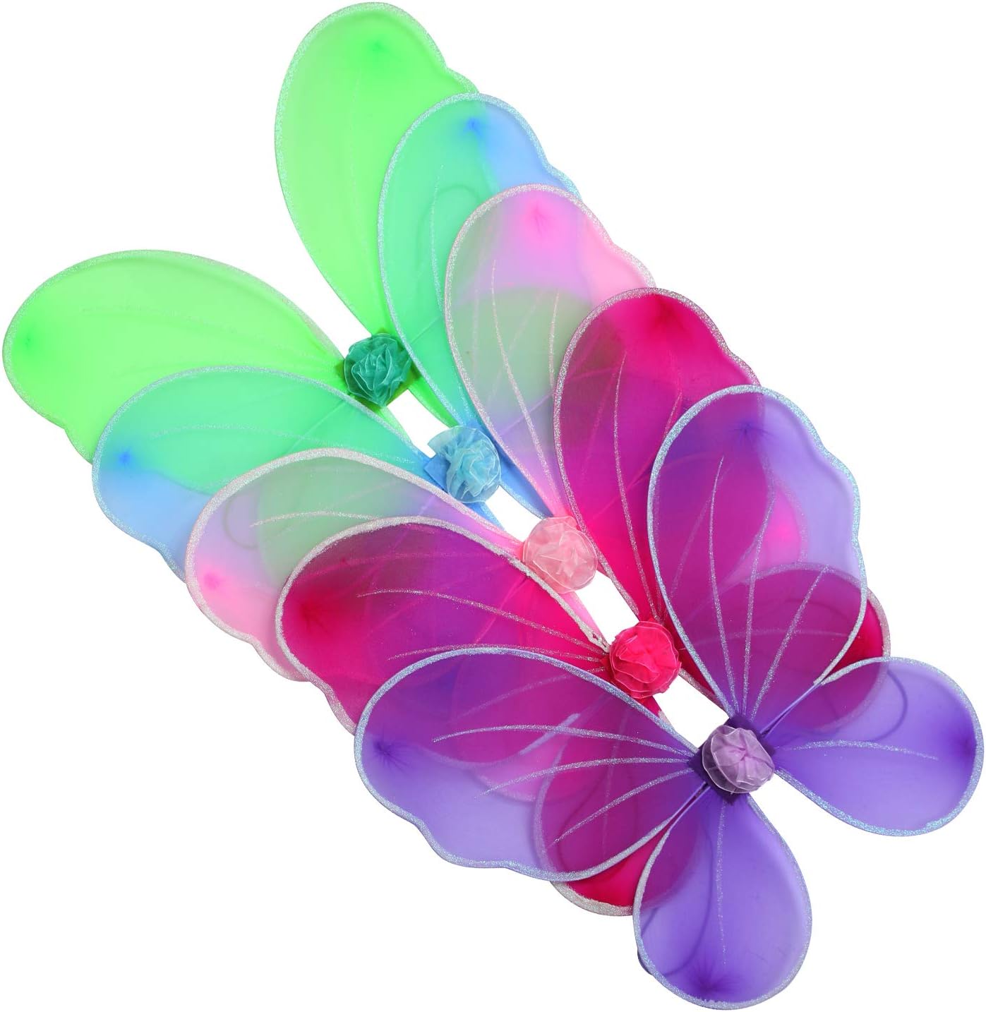 fedio Girls Fairy Wings 5 Pack Princess Butterfly Costume Wings Set for Kids Dress up Birthday Party(Ages 3-6 Years)