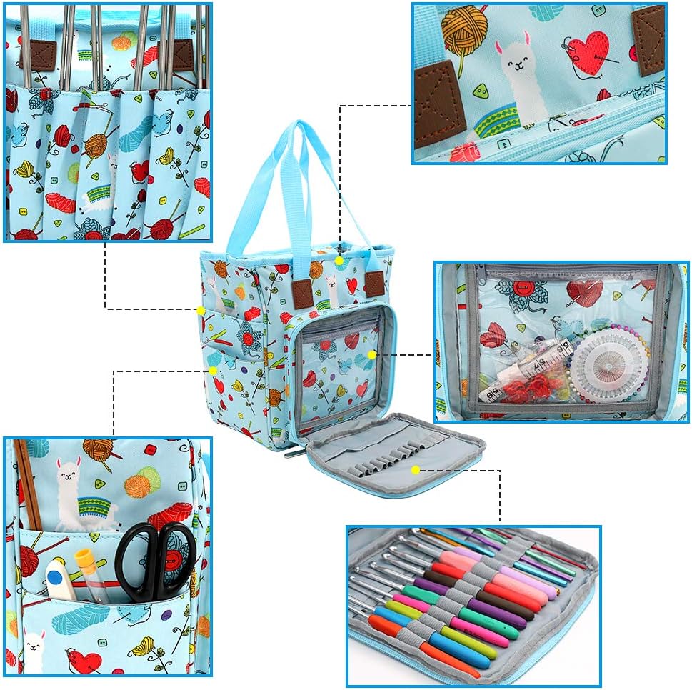 SumDirect Yarn Bag, Knitting Organizer Tote Bag Portable Storage Bag for Yarns Carrying Projects, Knitting Needles - Image 3