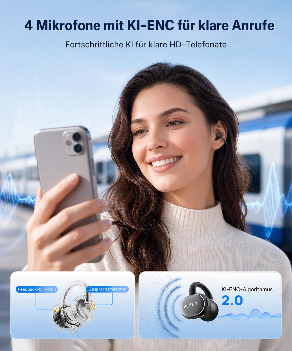 EarFun Clip 2 Open Ear Kopfhörer, Bluetooth Clip On Earbuds, bequem, Leicht 5