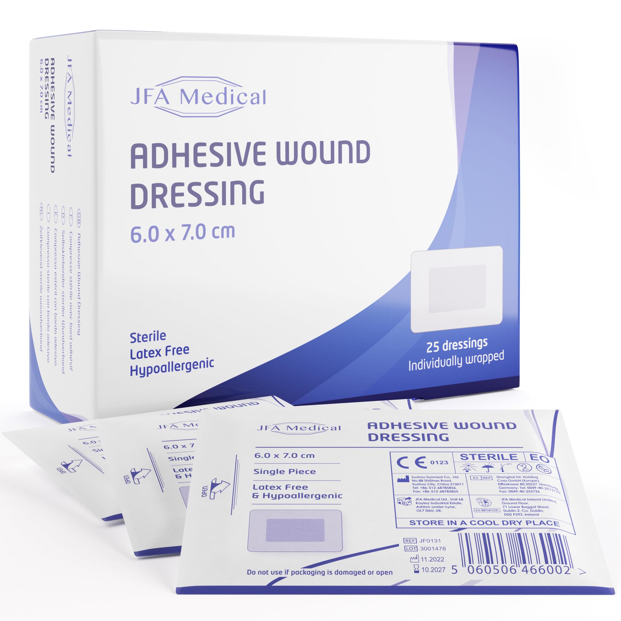 Pack of 25 Adhesive Wound Dressings (60mmx70mm)