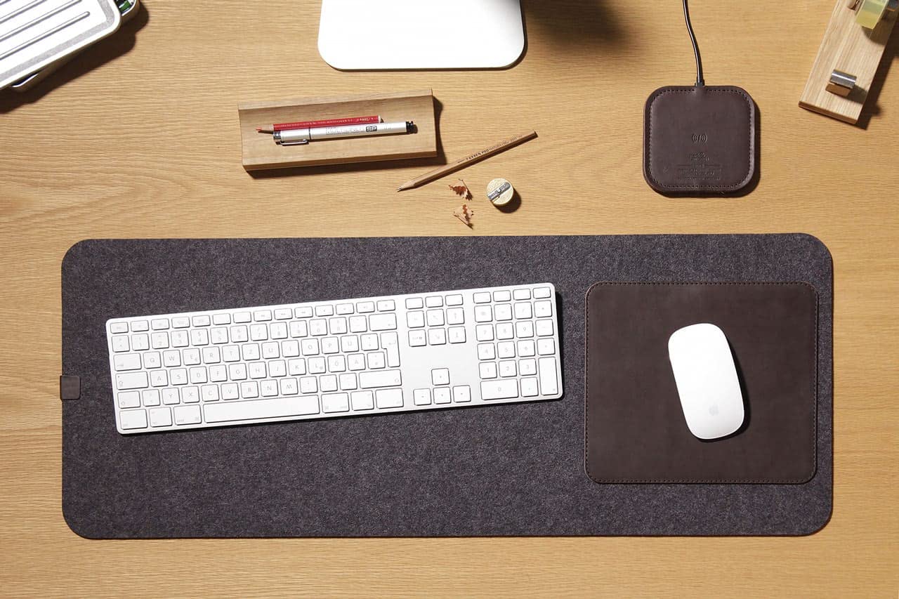 Pack & Smooch Large Desk pad Mouse Pad Mat 74x30cm Made of Merino Felt and Natural Leather for Left and Right handers - Anthracite