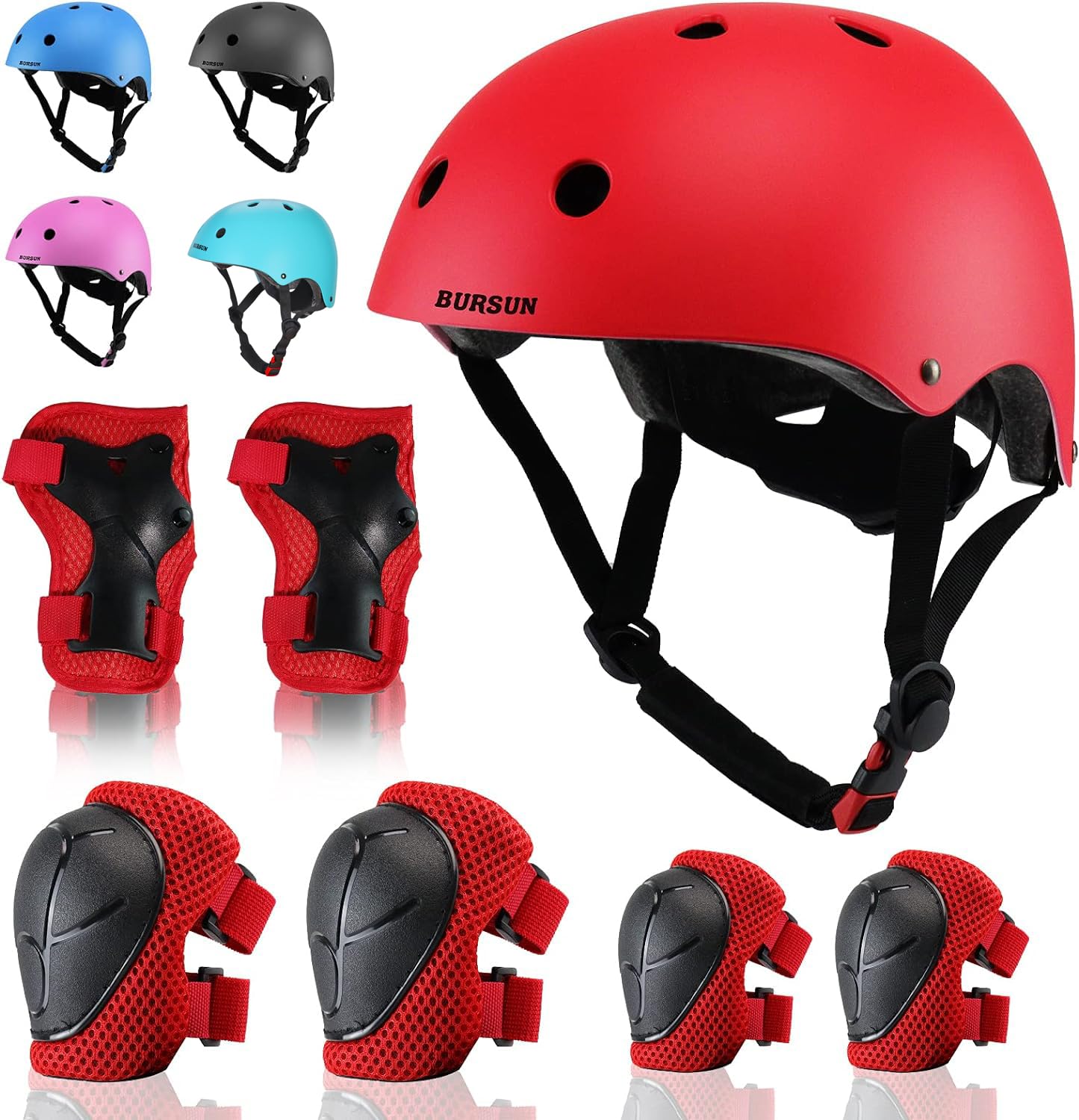 Kids Helmet and Pads Set for 2-15 Years Old Boys Girls, Adjustable Toddler Helmet with Knee Elbow Pads Wrist Guards Set for Cycling Skateboard Scooter BMX Roller Skating