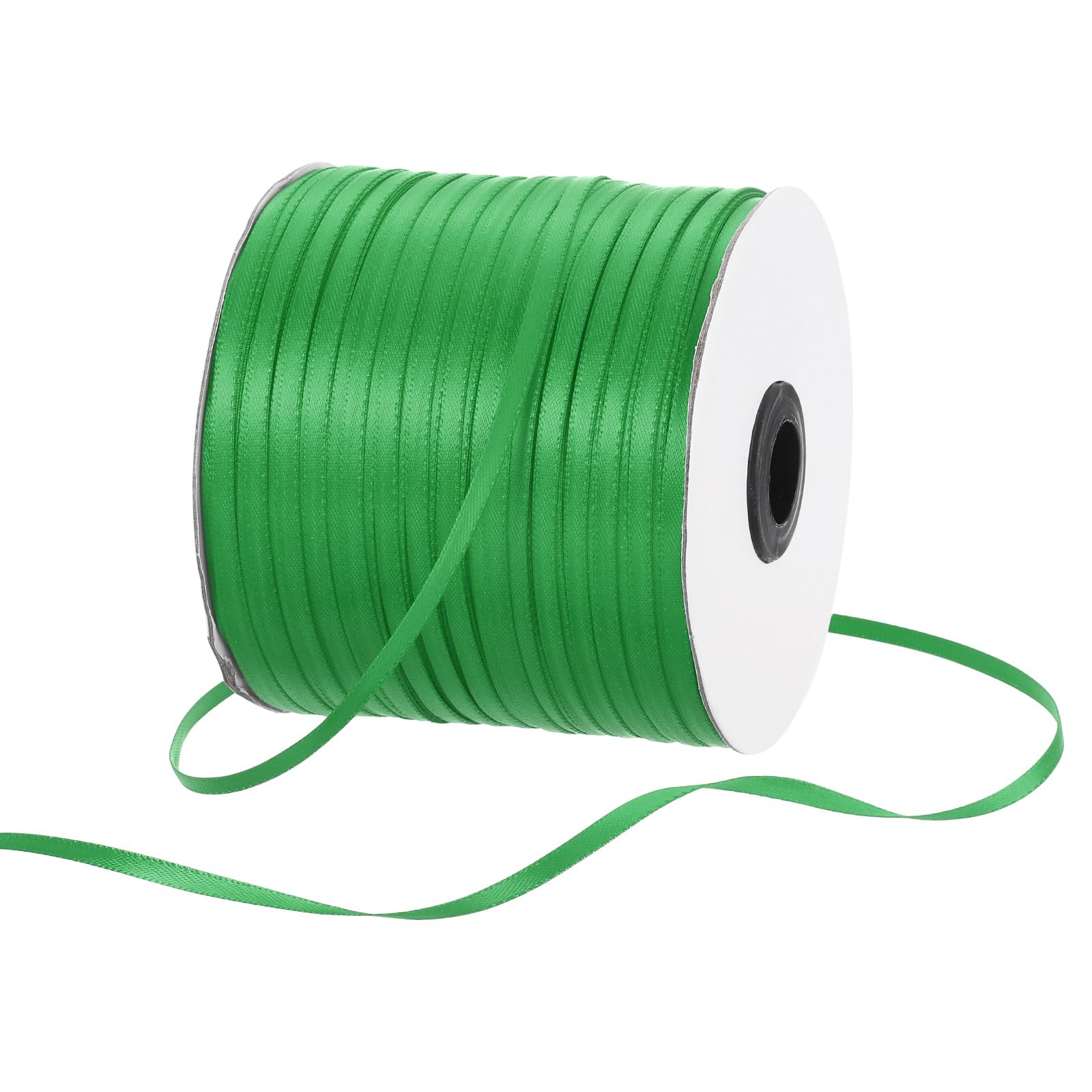 Rebower 3mm Satin Ribbon 460m Thick Double Face Grosgrain Silk Ribbon, [for Gift Wrapping, Hair Bows, Wedding, Cake, Flower] - 500 Yard/1500ft/ Green