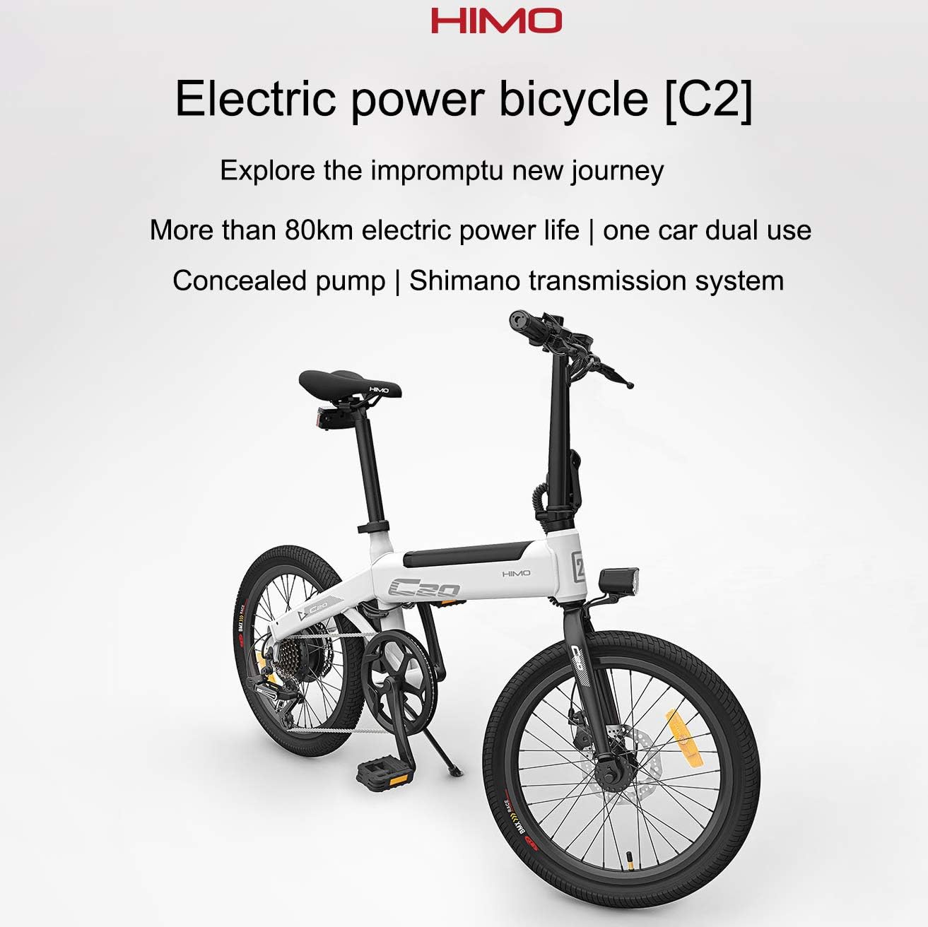 thelastplanet HIMO C20 Electric Bike,Foldable Electric Moped Bicycle Three Switchable Riding Mode 250W Brushless Motor Riding
