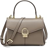 Top Handle Leather Tote Satchel Bag for Women, Ladies Shoulder Purses with Metal Button Lock