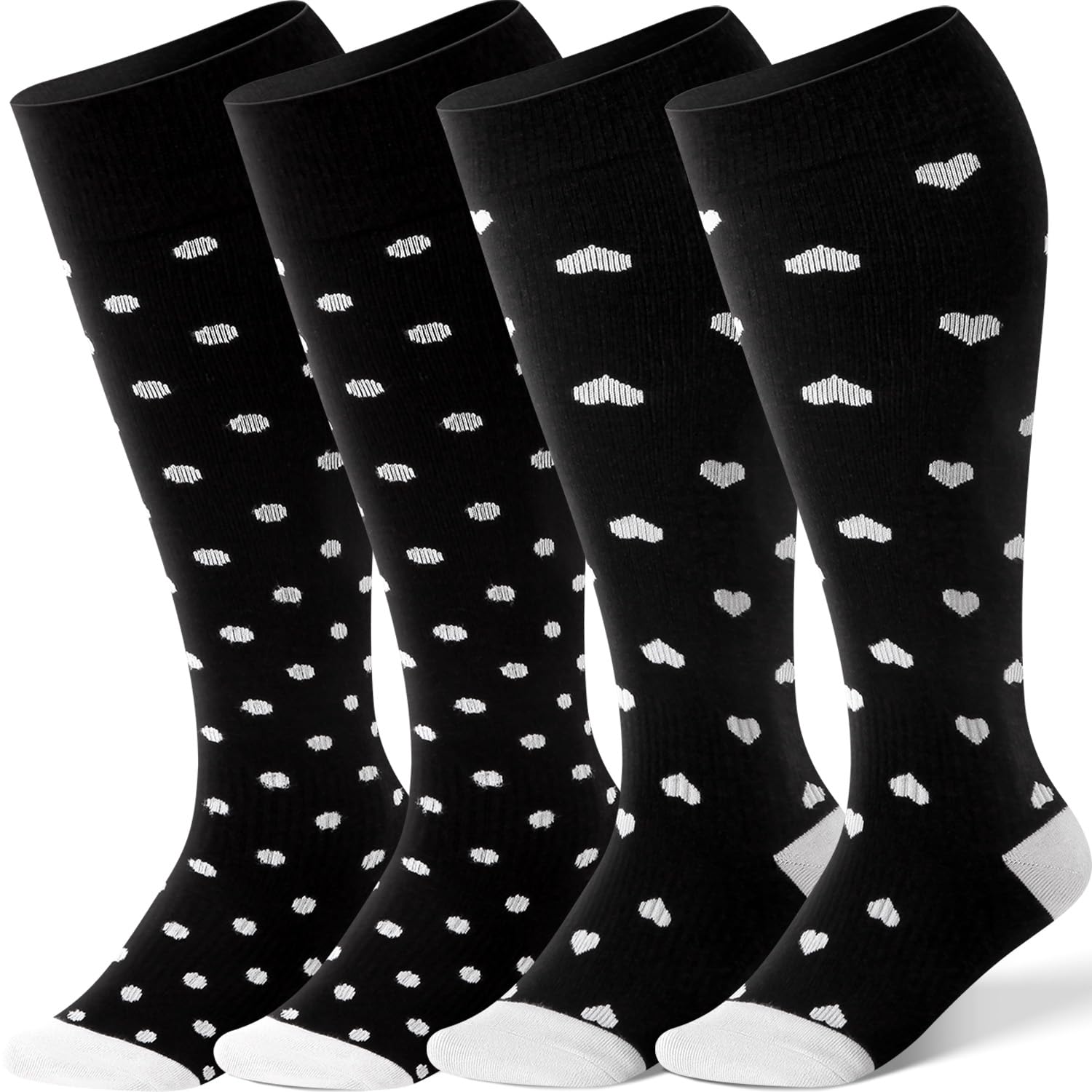 Photo 1 of 2 Pairs Bamboo Plus Size Compression Socks Wide Calf for Women and Men 15-20 mmHg Knee High Support Stockings for Circulation, Swelling, Travel, Nurses, Pregnacy