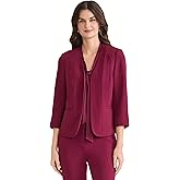 Kasper Womens 3/4 Cuffed Sleeve Stretch Open-Front Blazer