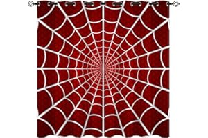 CZROUZ Superhero Blackout Curtains for Girls Boys Kids Teens Home Decor, Children Baby Red Spider Web Grommet Thermal Insulated Drapes Darkening Window Curtain for Bedroom Living Room, 55 x 63 Inch