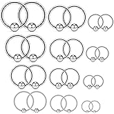 Ruifan 20G 16G 14G 12G Surgical Steel Captive Bead Nose Hoop Septum Earring Eyebrow Tongue Lip Nipple Helix Tragus Piercing Rings 8mm,10mm,12mm,14mm