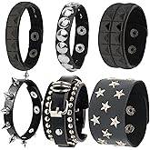 REDANHA 6 PCS Spiked Studded Bracelet Black Leather Rivet Punk Bracelet Cuff