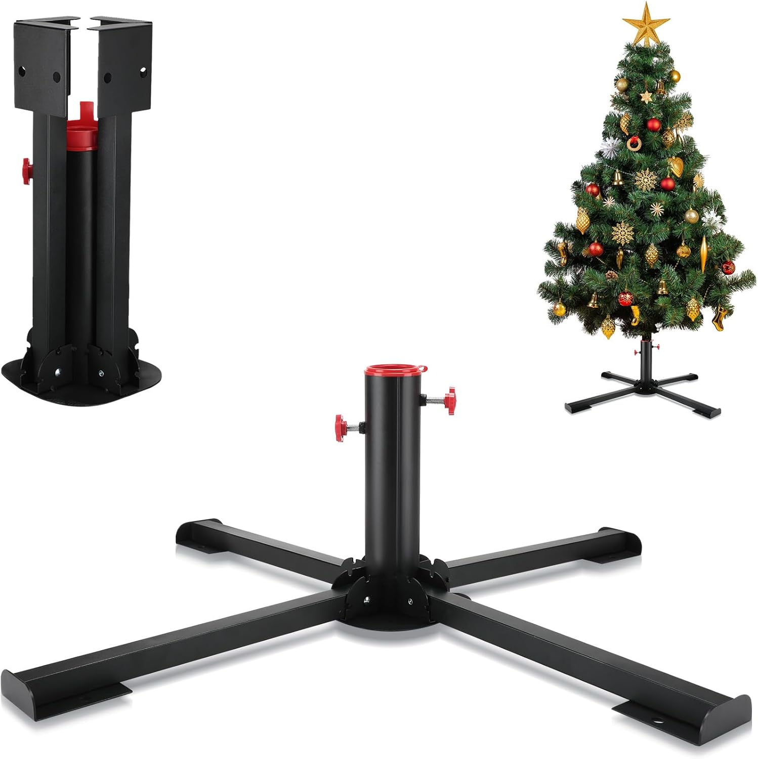 Tree Stands - Sotiff Christmas Tree Stand for 2-10 ft Artificial Christmas Tree Portable Folding Heavy Duty Metal Base Foldable Stand Holder for Xmas Tree up to 100 Lbs